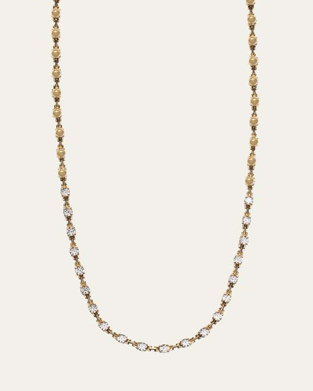 18K Yellow Gold Pirouette Large Front Diamond Tennis Necklace